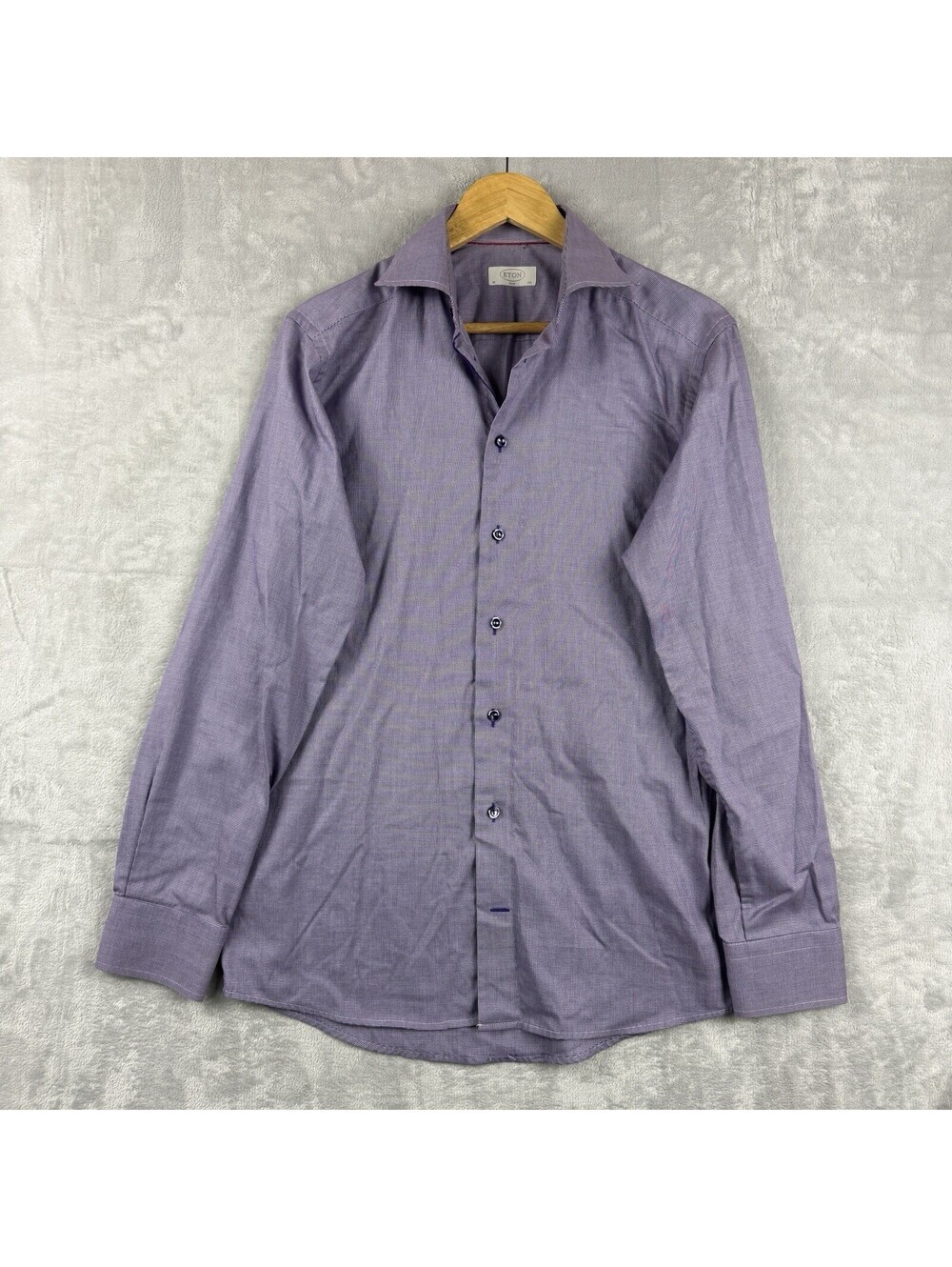 Eton Contemporary Cotton Twill Button Up Formal Shirt Mens 39 15.5 Purple Preppy